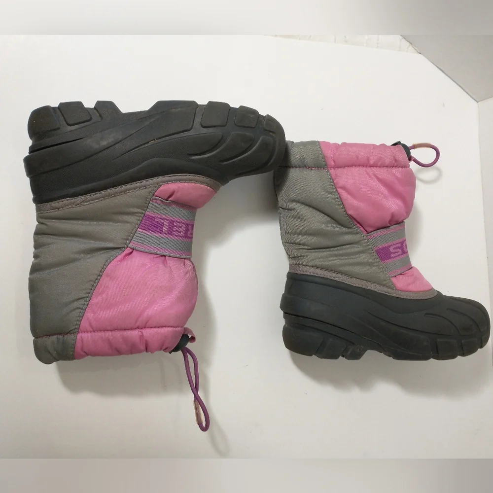 Sorel Pink and Gray Snow Boots, Girl‎ Size 10, Winter Sports, Outdoor Snow